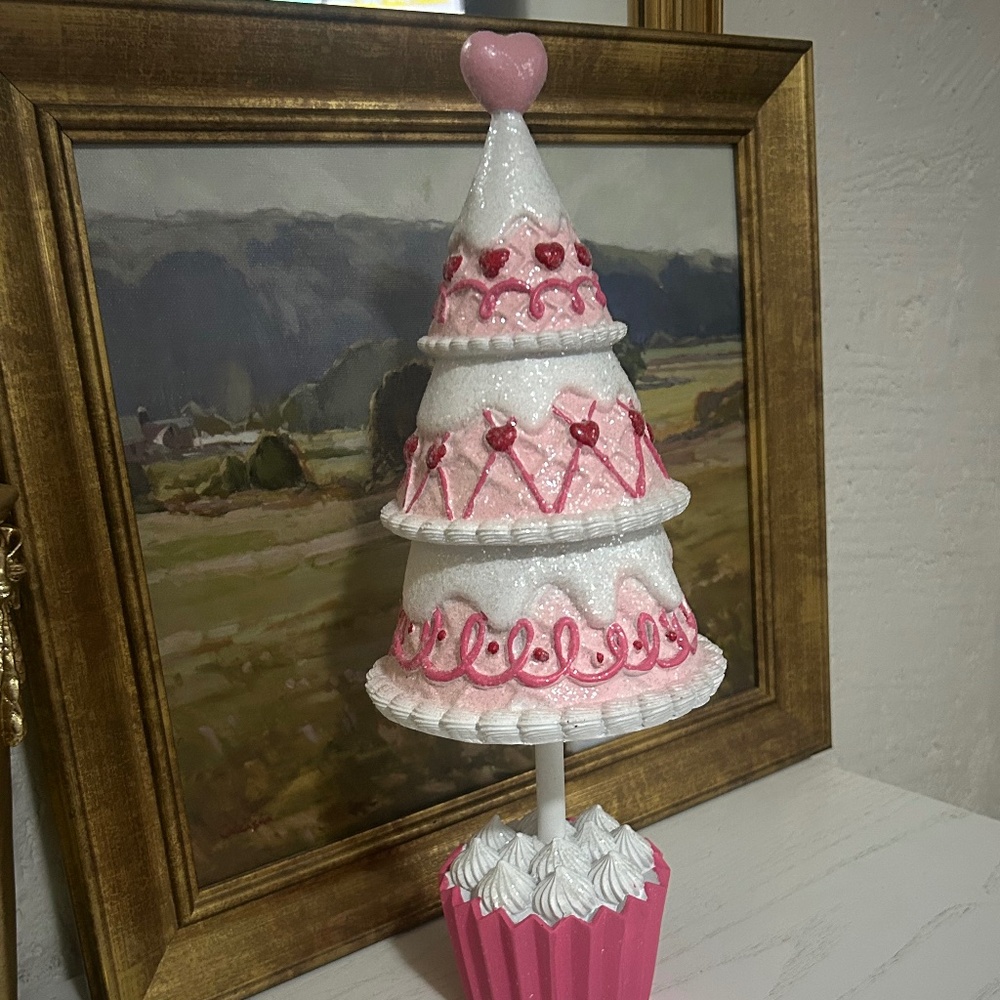 VALENTINES DAY GINGERBREAD SWEET CANDY TREE TABLETOP DECOR 14"